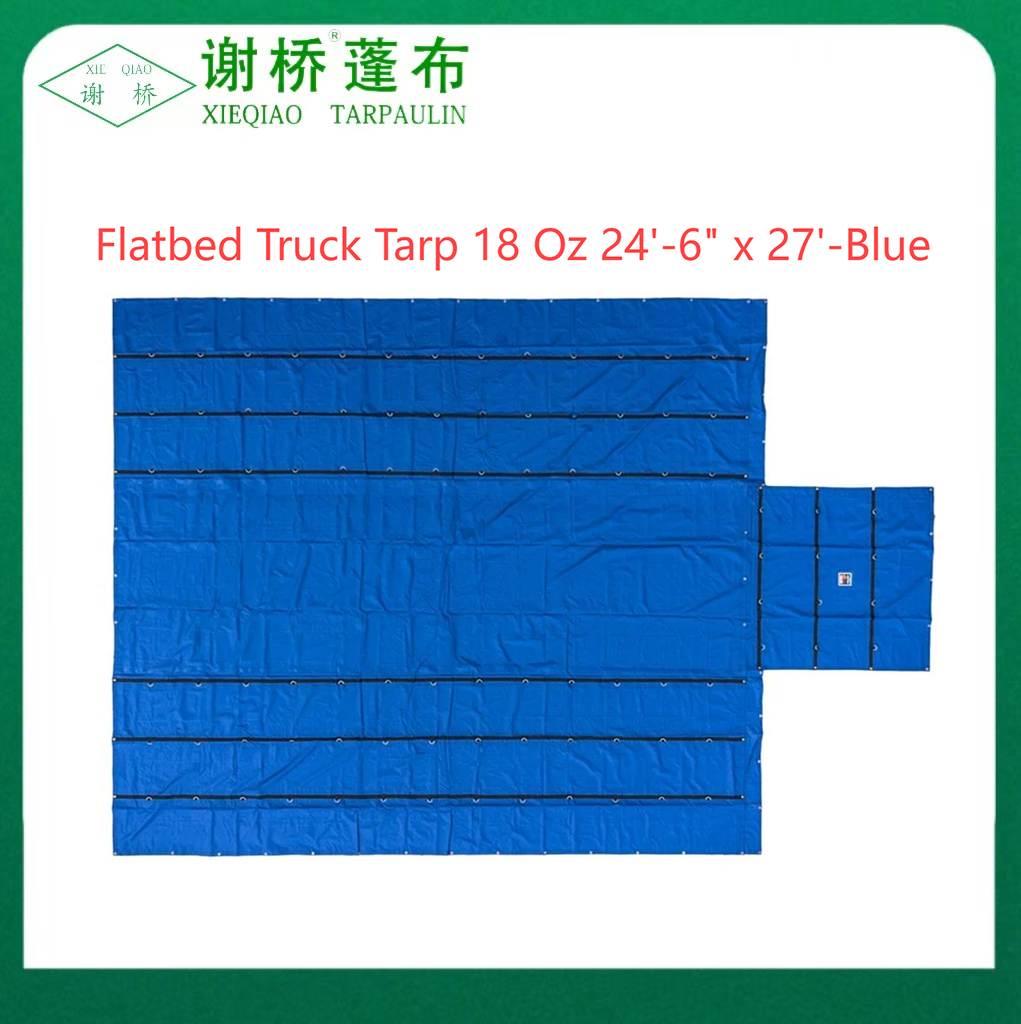 Xe tải phẳng 18oz Tarp 24 "-6" "x27" (8 "thả) -Blue