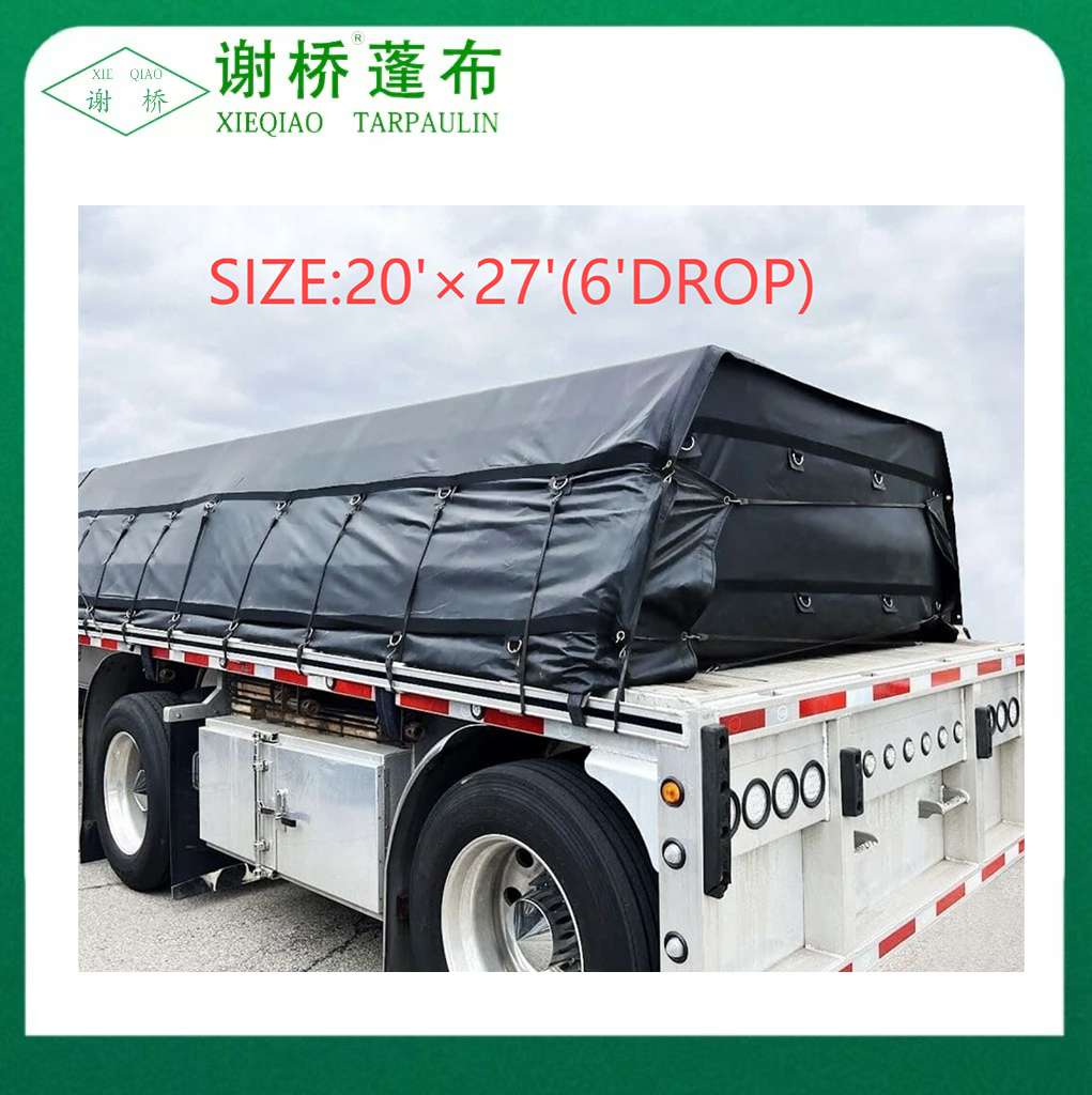 Xe tải phẳng 18oz Tarp 20 "x27" (8 "thả) -Black